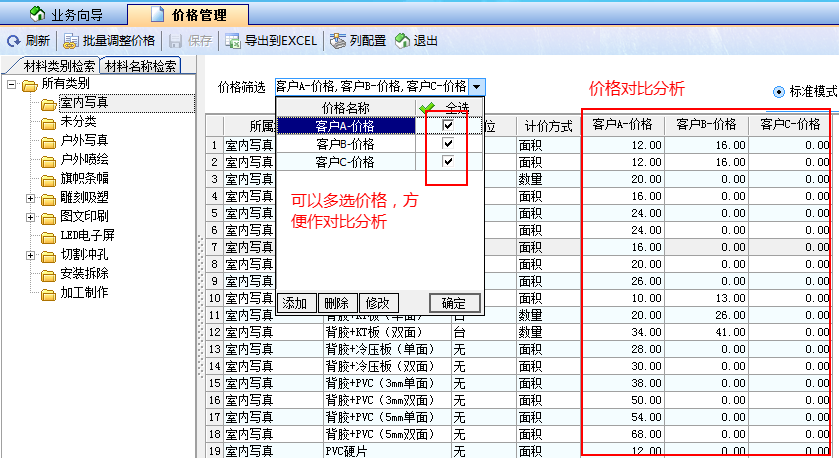 图3. 飞扬动力价格管理之价格对比分析